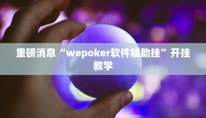 重磅消息“wepoker软件辅助挂”开挂教学