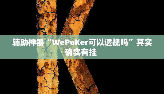辅助神器“WePoKer可以透视吗”其实确实有挂 