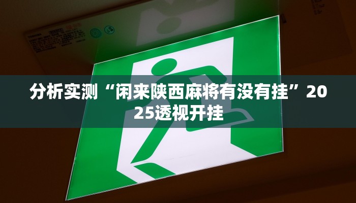 分析实测“闲来陕西麻将有没有挂”2025透视开挂