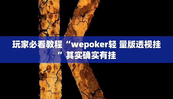 玩家必看教程“wepoker轻 量版透视挂”其实确实有挂