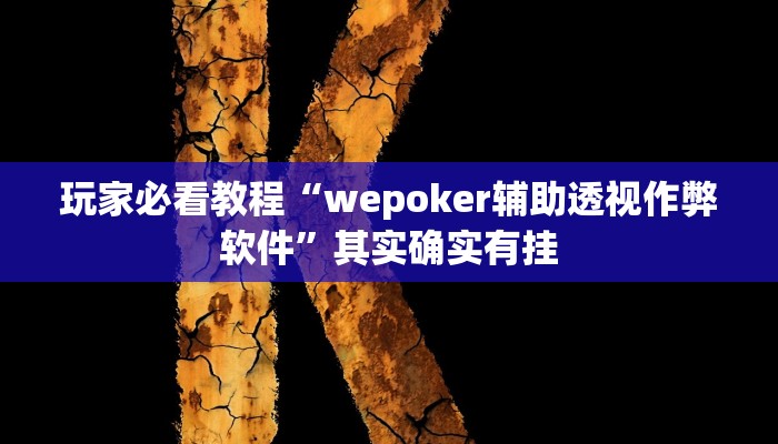 玩家必看教程“wepoker辅助透视作弊软件”其实确实有挂