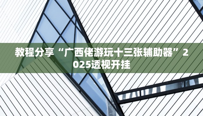教程分享“广西佬游玩十三张辅助器”2025透视开挂