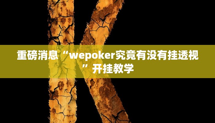 重磅消息“wepoker究竟有没有挂透视”开挂教学