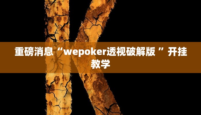 重磅消息“wepoker透视破解版 ”开挂教学