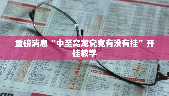 重磅消息“中至窝龙究竟有没有挂”开挂教学